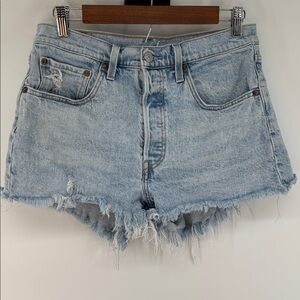 Levi's 501 Women's Cut-Off Denim Shorts button fly distressed hems Women's Sz 30